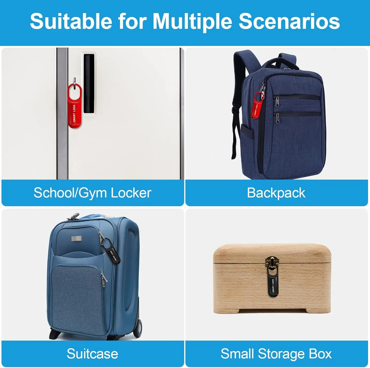 قفل بصمة ذكي صغير، قفل بصمة الإبهام البيومترية بدون مفتاح، قفل صالة الألعاب الرياضية المدرسية، أقفال إلكترونية صغيرة قابلة لإعادة الشحن #6