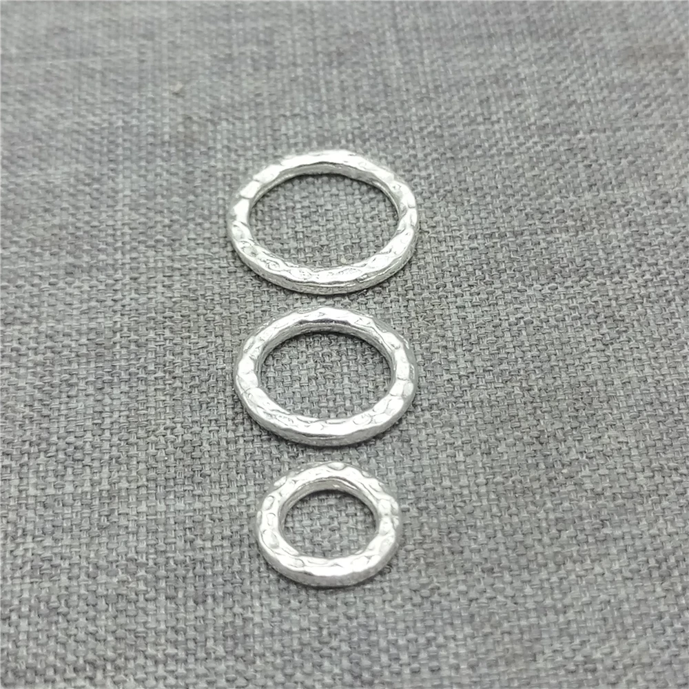 8pcs of 925 Sterling Silver Circle Jump Rings w/ Hammered Style for Necklace 8mm 11mm 13mm
