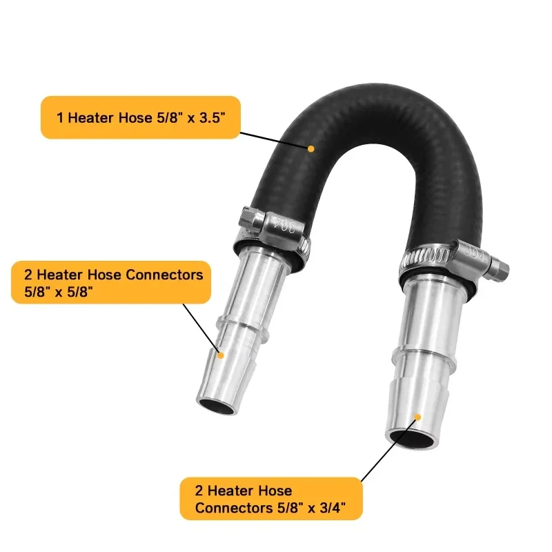 Engine Heater Cores Bypass Kit with 5/8'' 3/4'' Hose Compatible with Most Common Heater Hoses Engine Heater Coress Bypass Kit