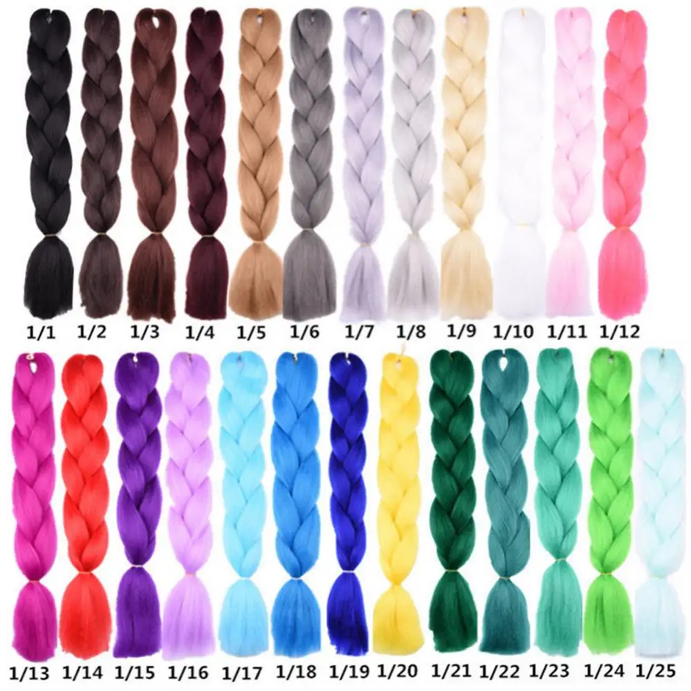 Women Jumbo Crochet Braiding Ombre Color Synthetic Kanekalon Hair Extensions Ponytail Synthetic Braiding Hair for Women