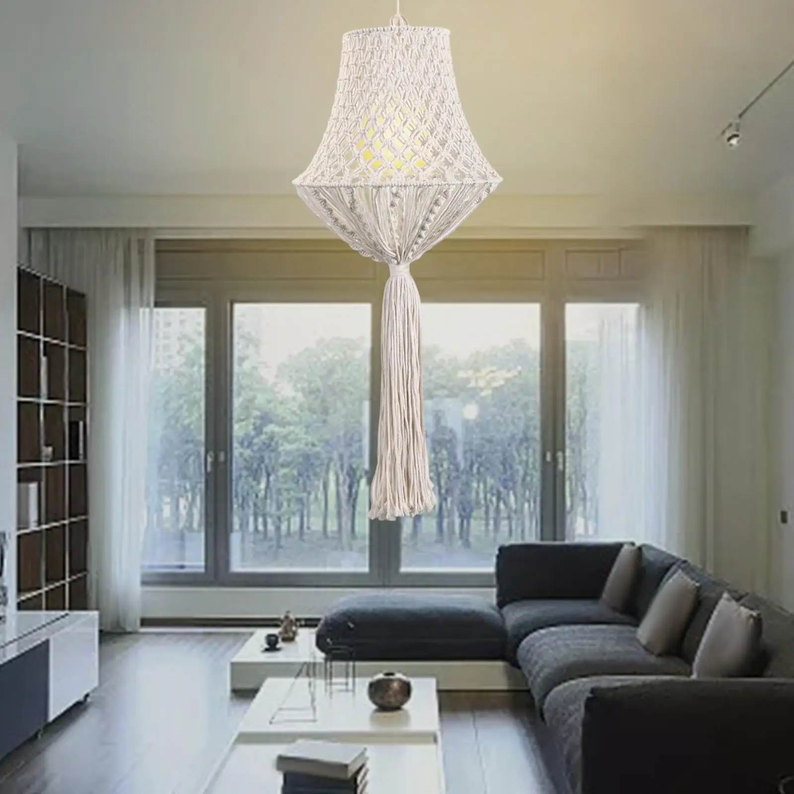 Imagem -04 - Bohemian Macrame Lamp Shade Handwoven Light Shade Hanging Fitting Pendant Chandelier Lampshade Decoração de Casa