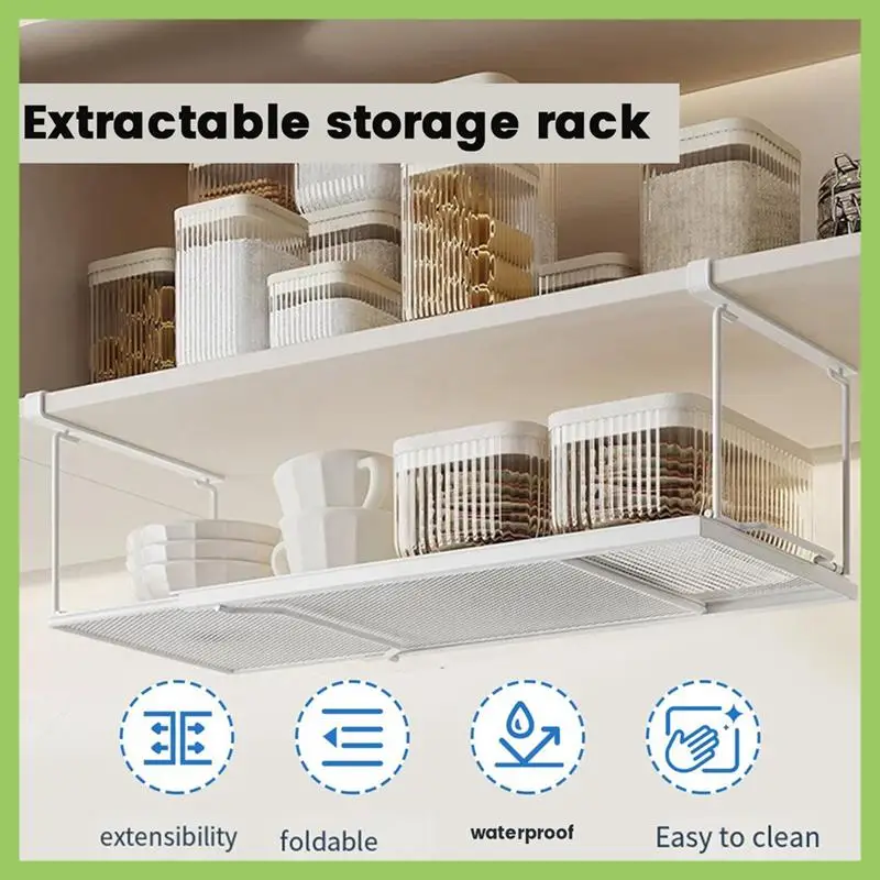 

Telescopic Under Cabinet Storage Rack, Floating Telescopic Shoe Rack, Under Cabinet Telescopic Shelf, Under Cabinet