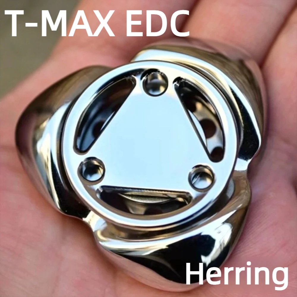 

T-MAX EDC Herring Tungsten Polished Tri-Leaf Mechanical Metal Fingertip Push Card Decompression Toy