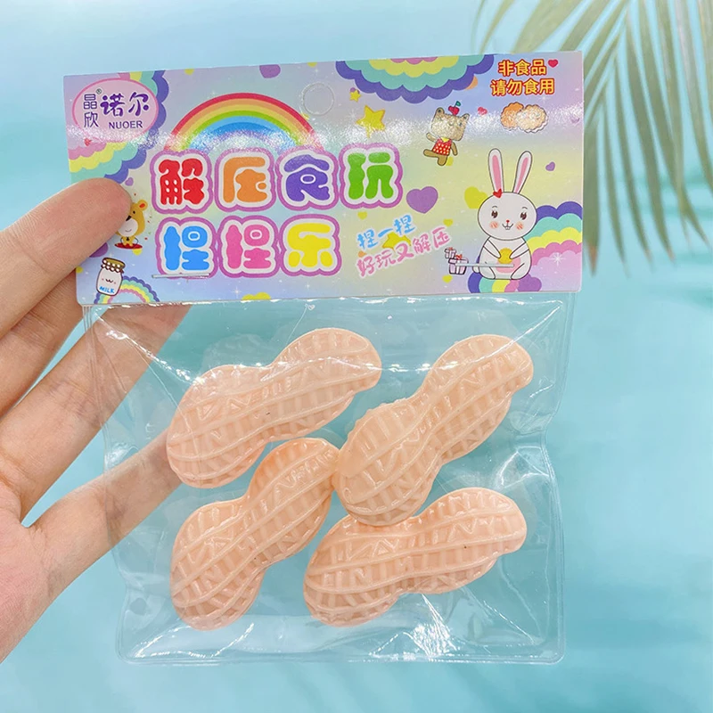 Novedad juguete sensorial Mini juguete realista para apretar maní juguete de silicona Fidget dibujos animados 3D TPR juguete de descompresión de pellizco de rebote lento
