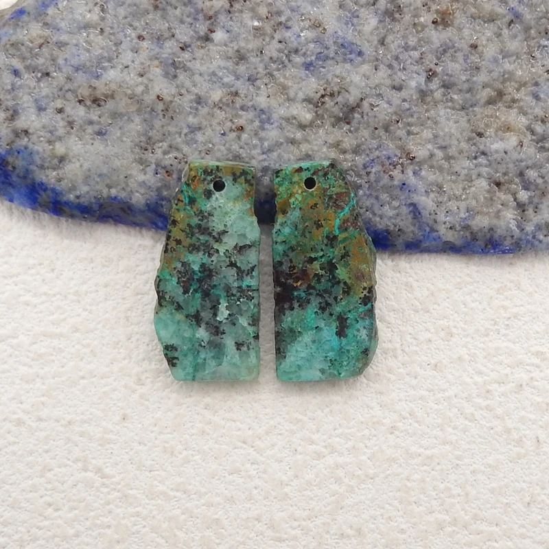 

Natural Stone Chrysocolla Nugget Earring Bead,Earrings Accessories For Women,Fashion Jewelry DIY Making 22x11x3mm 3g