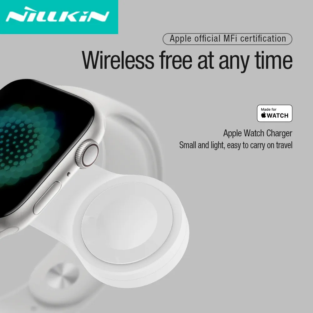 

NILLKIN портативное беспроводное зарядное устройство для Apple Watch Series 7 6 SE 4 3 2 1 зарядная док-станция с подставкой Type-C зарядное устройство 44 мм