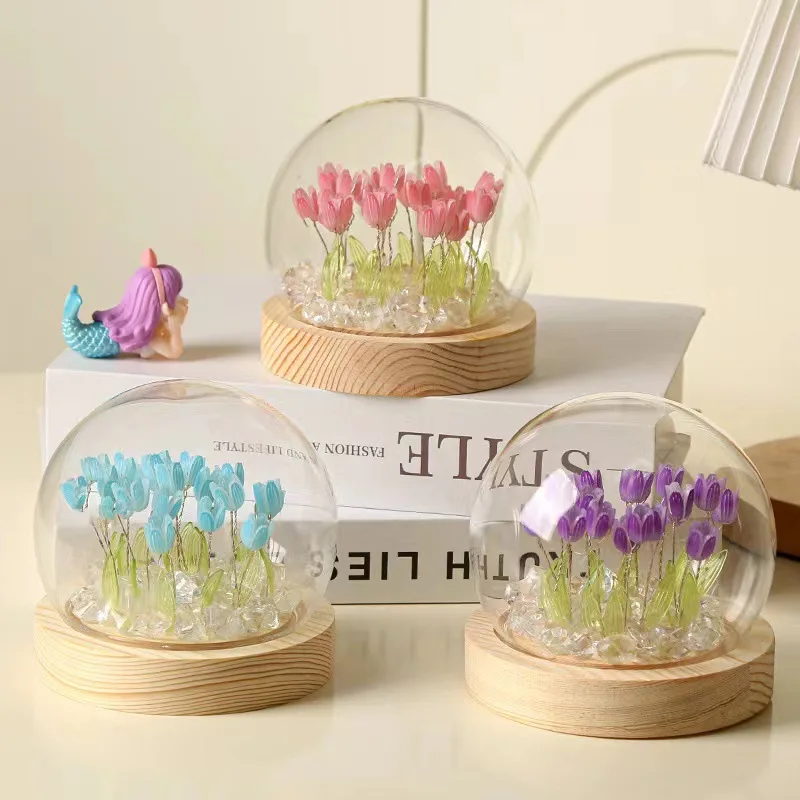 

Tulip Lamp Flower Night Light - DIY Cute Simulation Led Lights Atmosphere Table Lamps Desk Bedroom Decor Handmade Lights