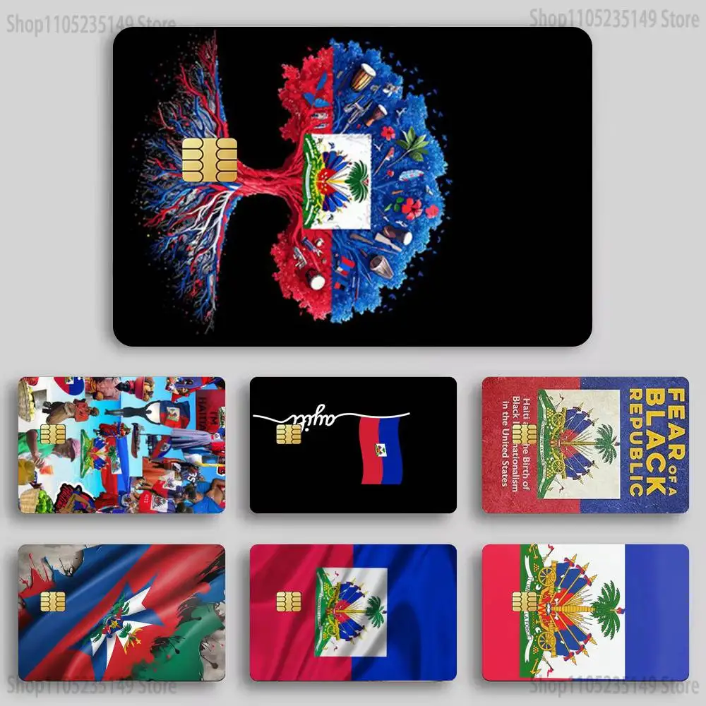 

Vintage Haiti Haitian Flag Credit Card Skin Stickers for Bank Card Bus Metro Card Sticker Waterproof Women Gift