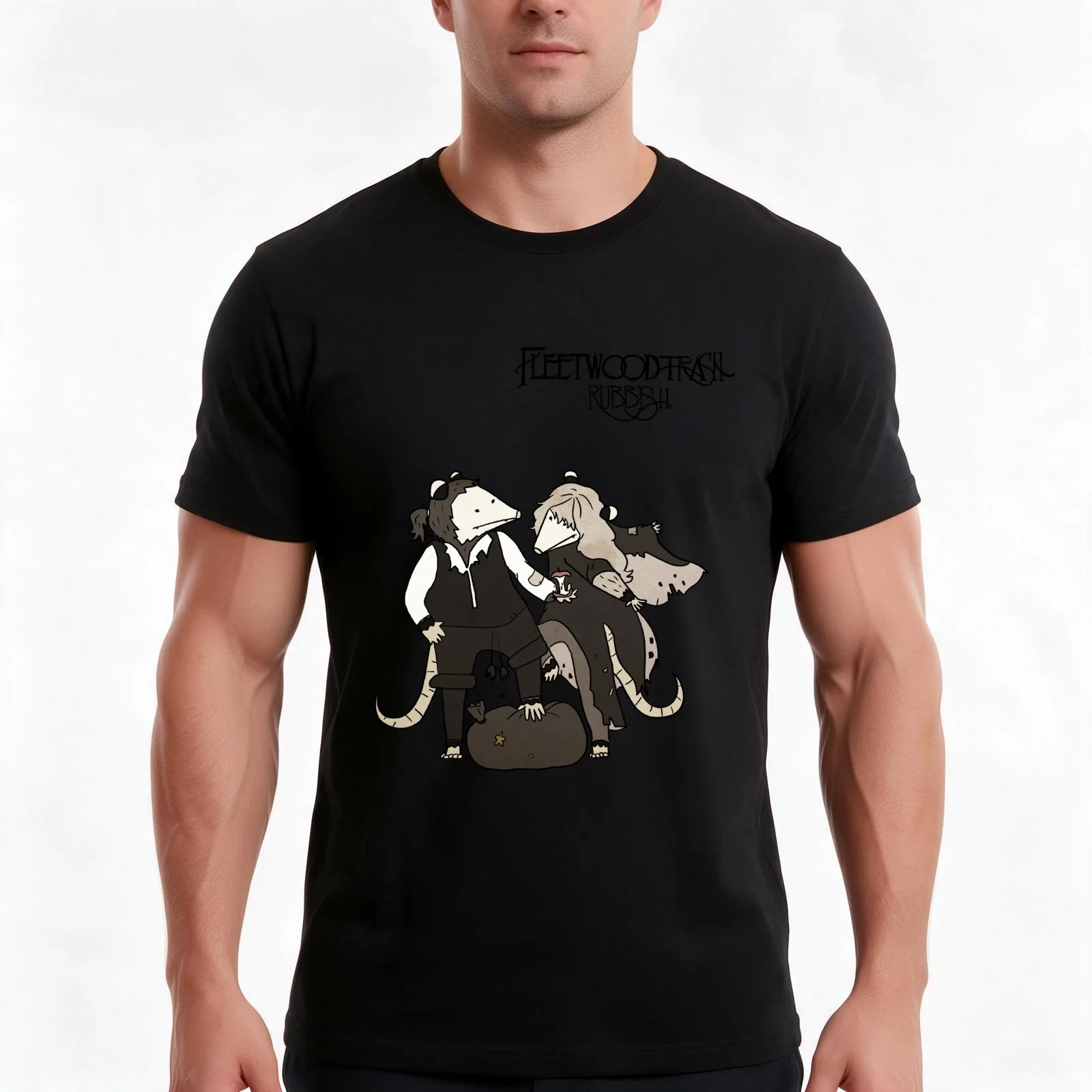 Possum Propaganda- Fleetwood Trash T-Shirt, Summer Casual Cotton Tee, Oversized Streetwear Tops, Vintage Graphic Print