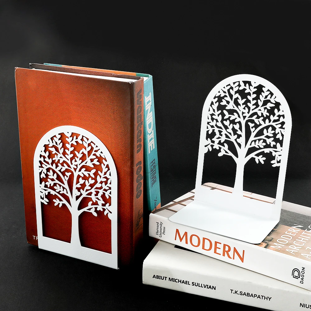 Imagem -05 - Árvore da Vida Desktop Book Termina Office Bookend Home Bookend Gift Prateleiras de Livros Ferro Book Rack Branco