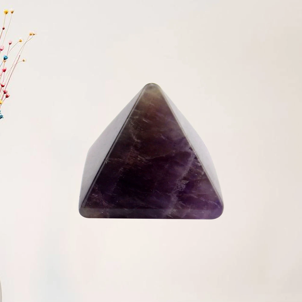 

1Pc 25x25MM Natural Crystal Gemstone Pyramid Shaped Energy Stone Adornment Craft Decoration （Purple)