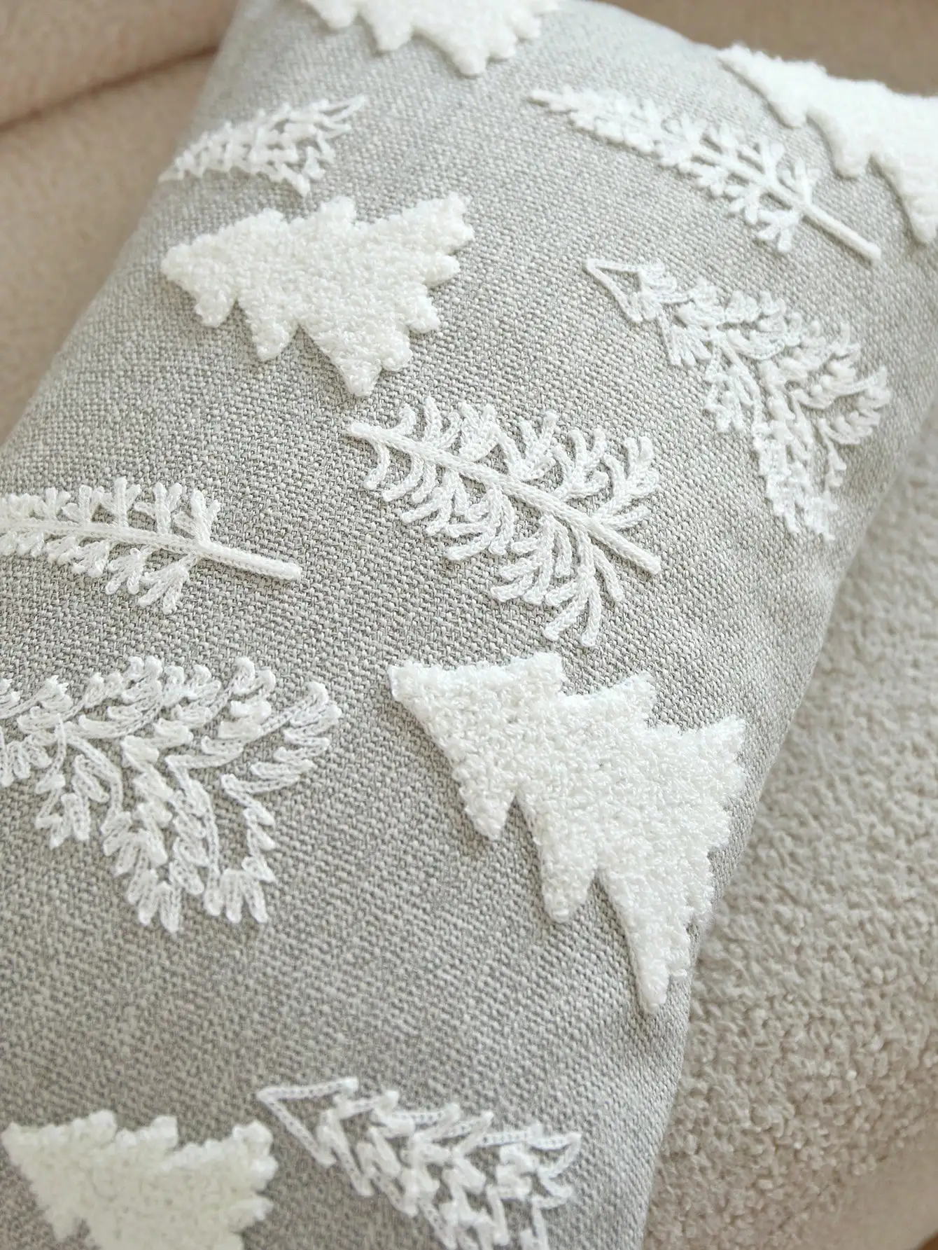 1pc grijze kerstboom geborduurde kussenhoes kerstdecor