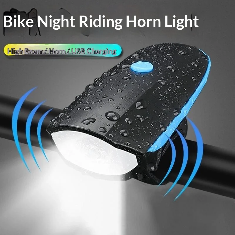 

Универсальный передний фонарь для велосипеда с гудком, перезаряжаемый через USB, водонепроницаемый, сверхъяркий, дальность 80 м, для ночной езды, для шоссейных и горных велосипедов
