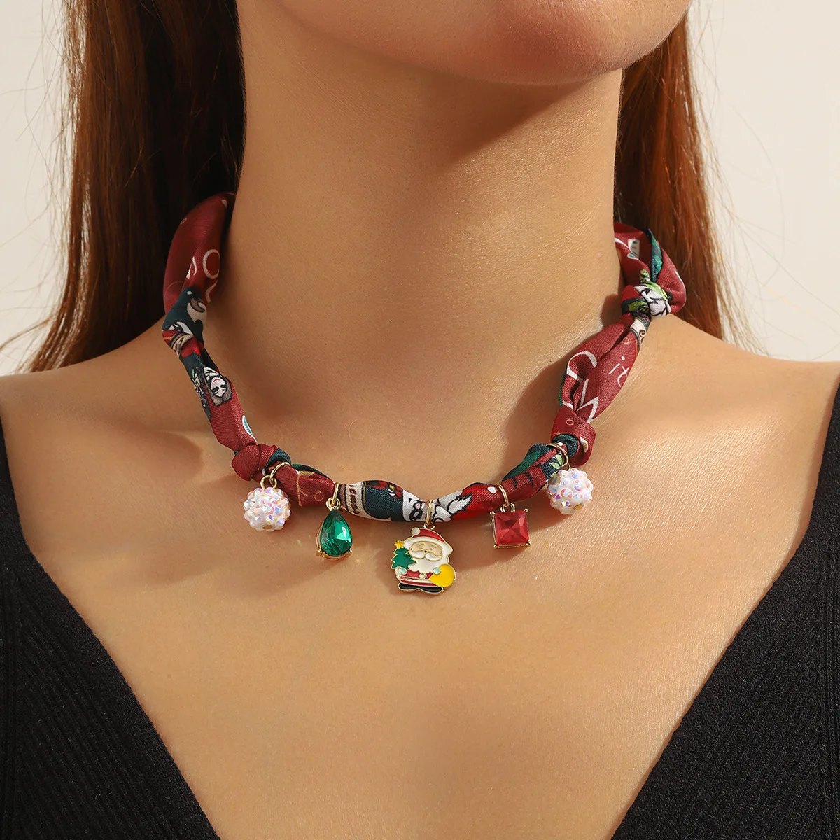 Multicolored Knot Scarf Short  - Crystal Choker Necklace review and price
