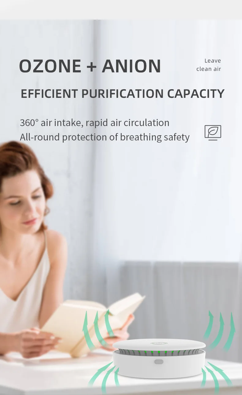 Portable Ozone & Ionic Air Purifier 2 in 1 Eliminate Odor for Home, Car, Refrigerator, Shoe Cabinet, Pet Room, Hunting Bag