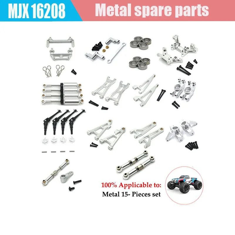 MJX 16207 16208 16209 16210 Metal Front and Rear Suspension Arm Steering Cup Link Rod Set 1/16 RC Car Upgrade Parts Kit