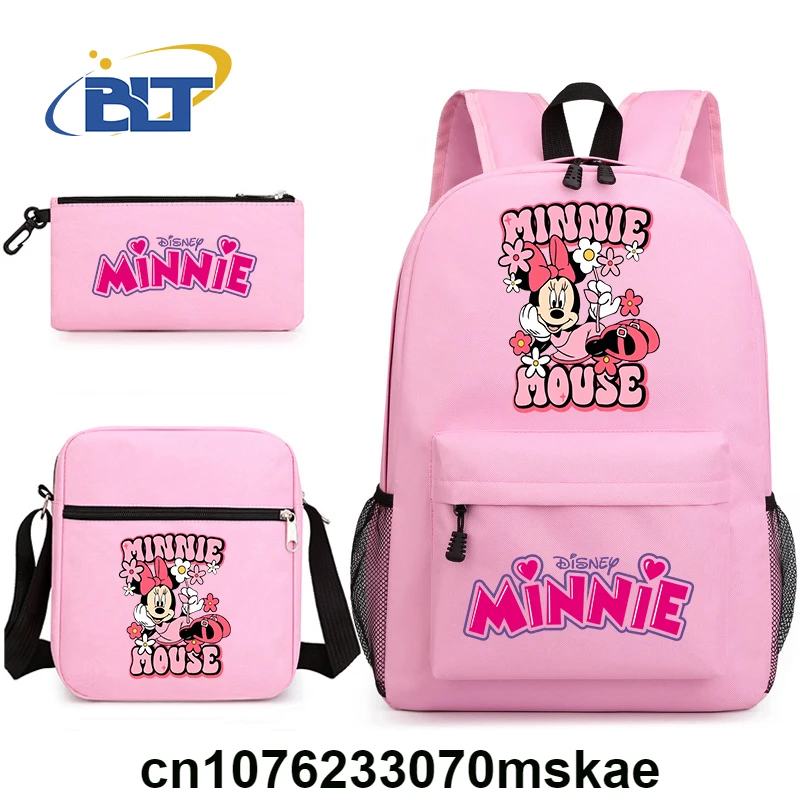 Disney Minnie print kids school bag 3-piece set student backpack shoulder bag pencil case set for girls