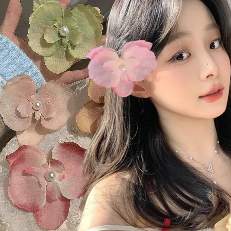 

2025 Korean Phalaenopsis Flower Hairclips Women Holiday Seaside Beach Bohemian Headdress Pearl Orchid Hairpin Hair Accessories