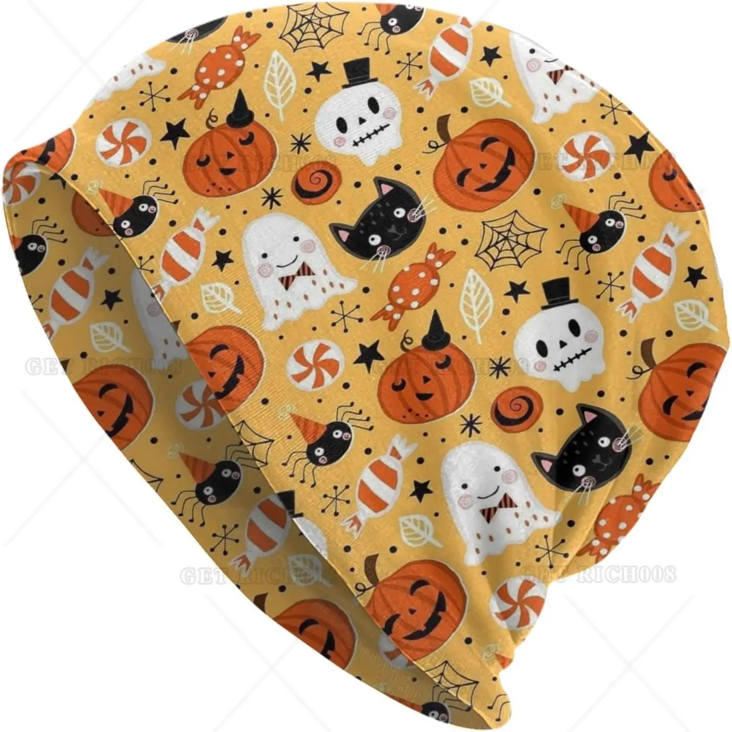 Halloween Skull Pumpkin Beanie Standard chiuso chemio cappello cancro copricapo cappelli lavorati a maglia Baggy Slouchy Cap per adulti