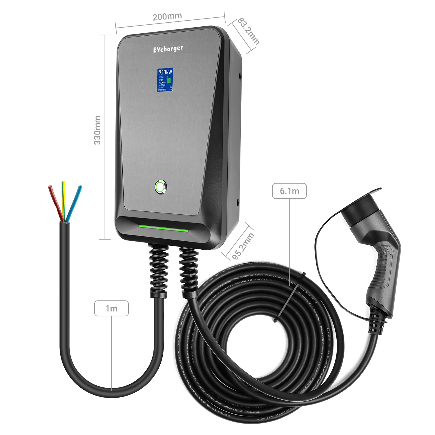 lefanev EVSE Wallbox Type 2 EV Charger Station APP Wifi Control 32A 7KW Electric Vehicle Charging Station with IEC 62196-2 Cable