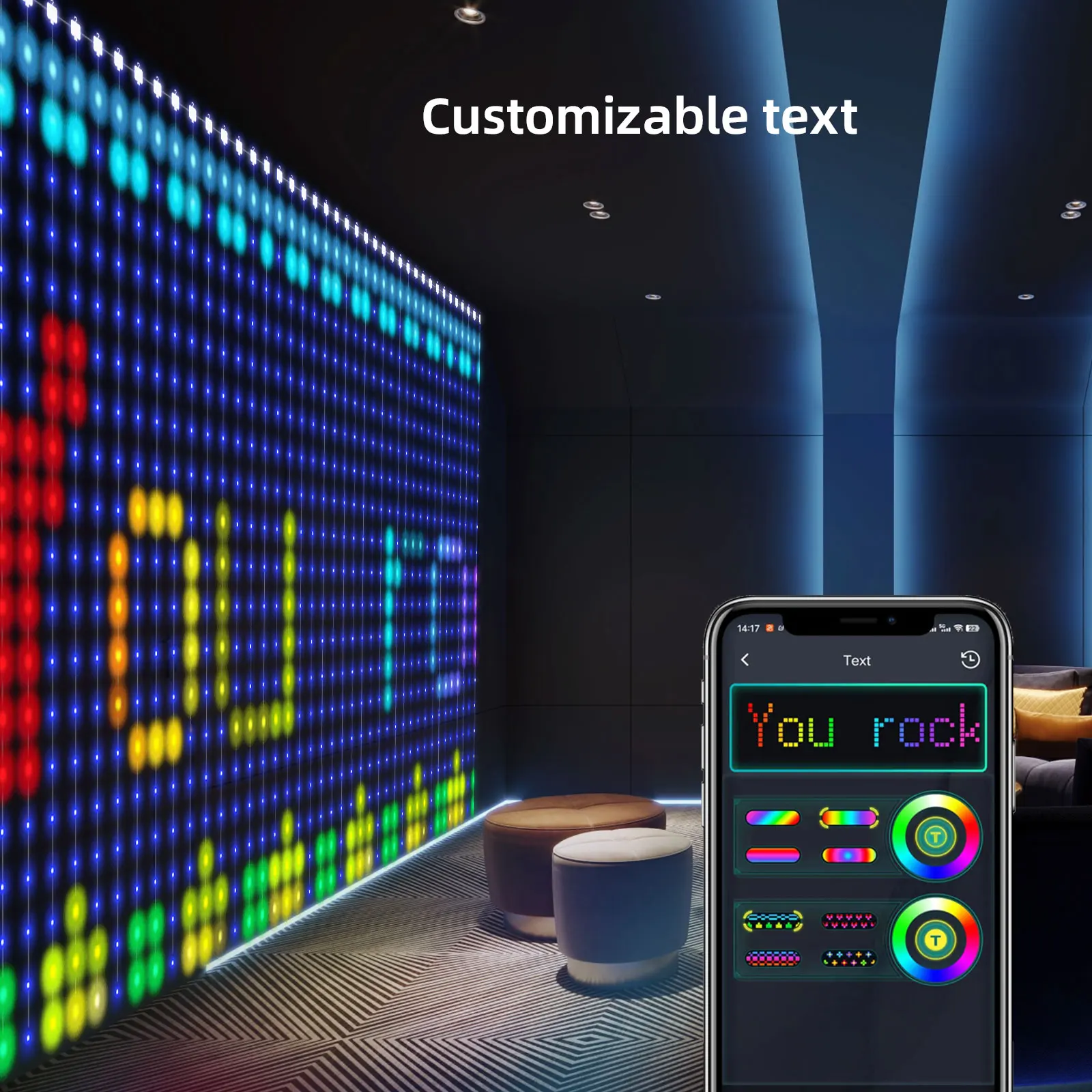 2Pcs Smart Vorhang Licht App DIY Bild Text Led-anzeige Smart LED RGB String Licht RGB LED Bluetooth Steuerung vorhang Lichter