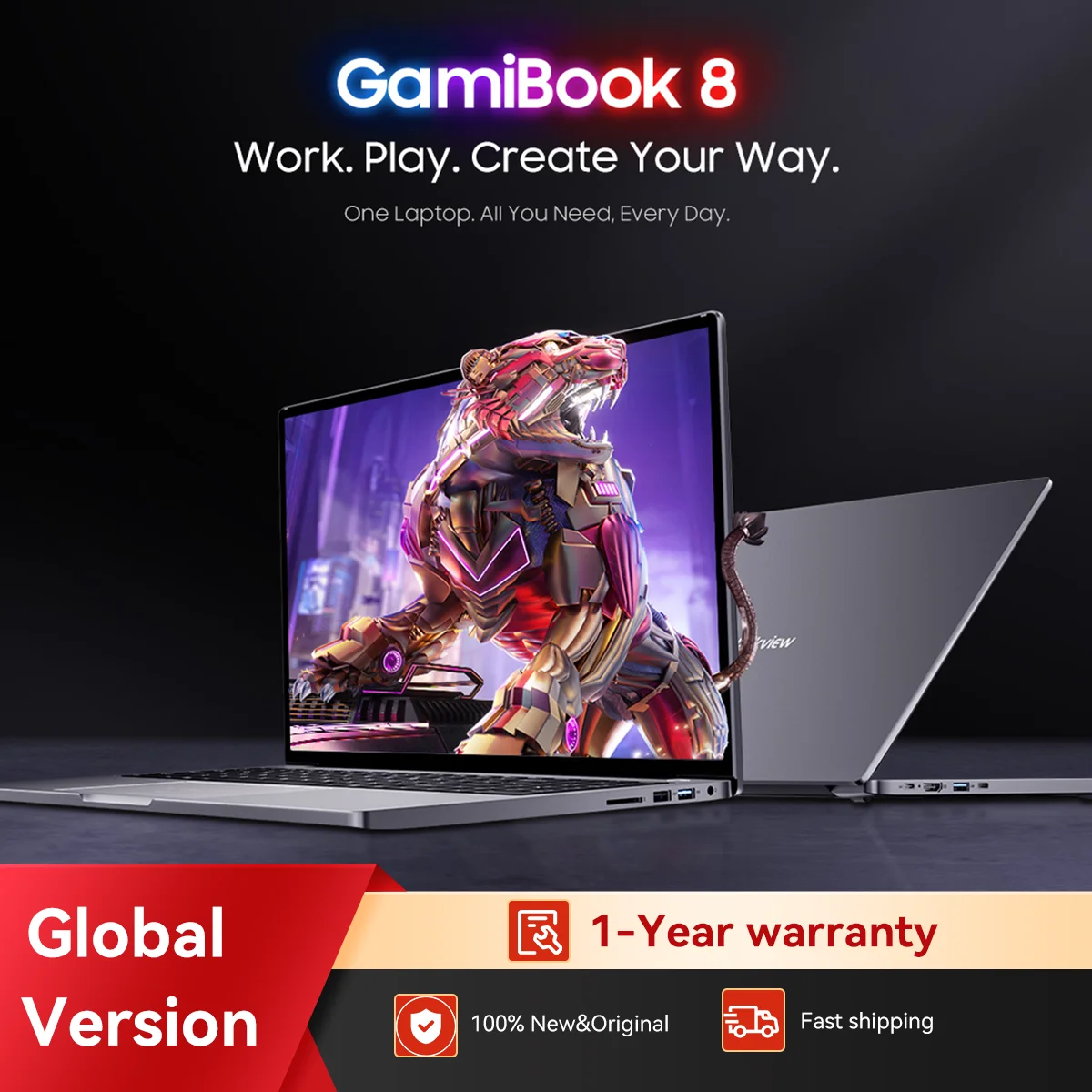 شاشة BLACKVIEW GAMIBOOK 8 مقاس 16 بوصة FHD، سعة 16/512 جيجابايت SSD AMD Ryzen ™ 7 7735HS بطارية كمبيوتر محمول 57 وات في الساعة 65 وات شحن سريع Win11Pro Wi-Fi 6 #1