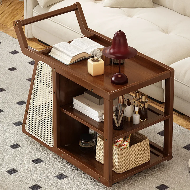 Side few trolley small table household side cabinet side sofa living room bedside mobile tea table coffee table bus dining car