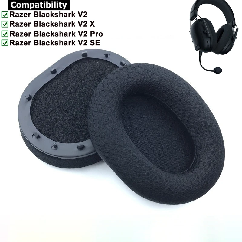 Replacement Fabric Mesh Earpads Ear Pads Cushion for Razer Blackshark V2 PRO USB Wired Wireless Gaming Headsets Game Headphones