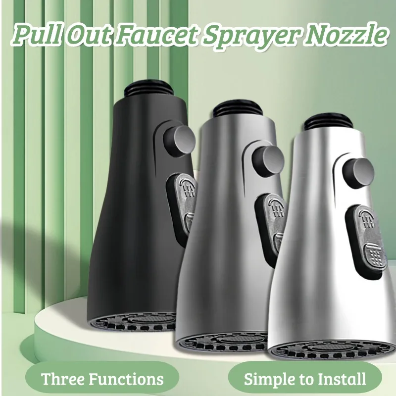 

Universal Kitchen Pull Out Faucet Sprayer Nozzle 3 In 1 Durable Water Saving Shower Spray Head Kitchen Sink Shower Spray Head