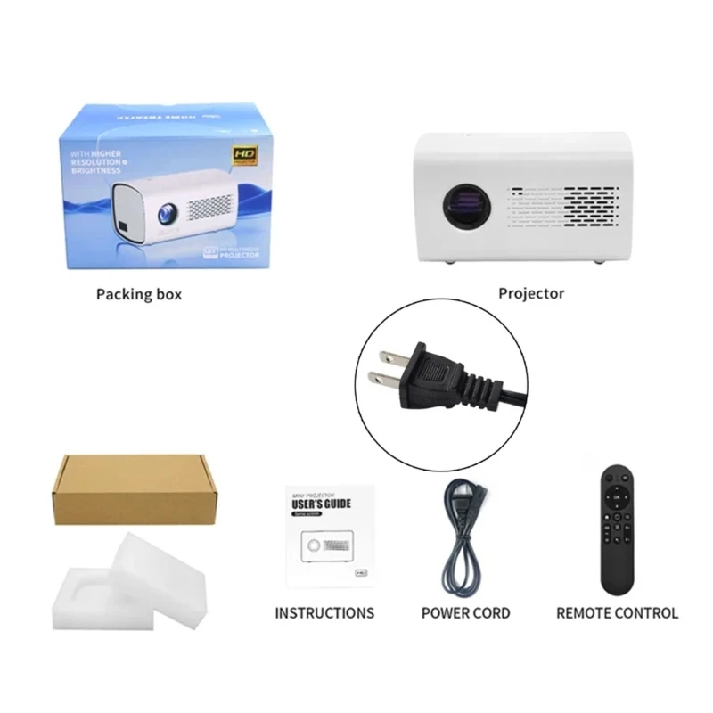 T100 Small Projector Clear Display WIFI6 2.4G+5G 1GB+16GB Bluetoothcompatible