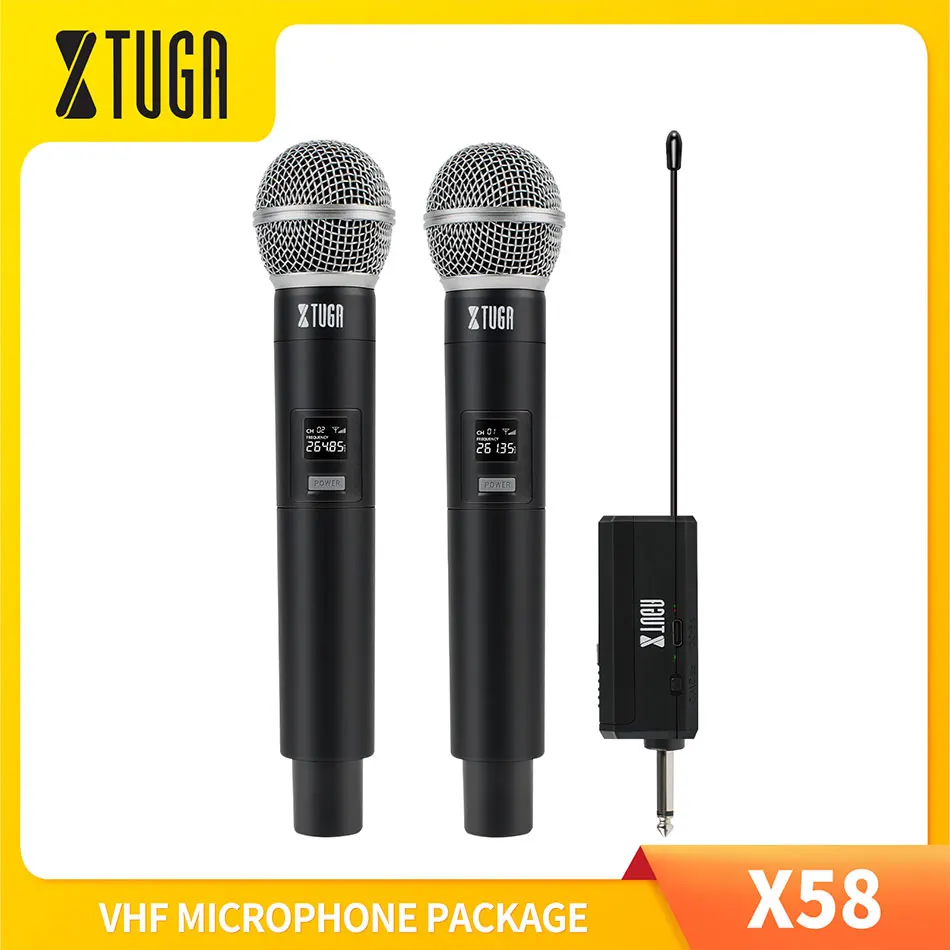 XTUGA X58 Professional Wireless Microphone UHF Fixed Frequency Handheld Device for Stage Presentations Home Parties Churches