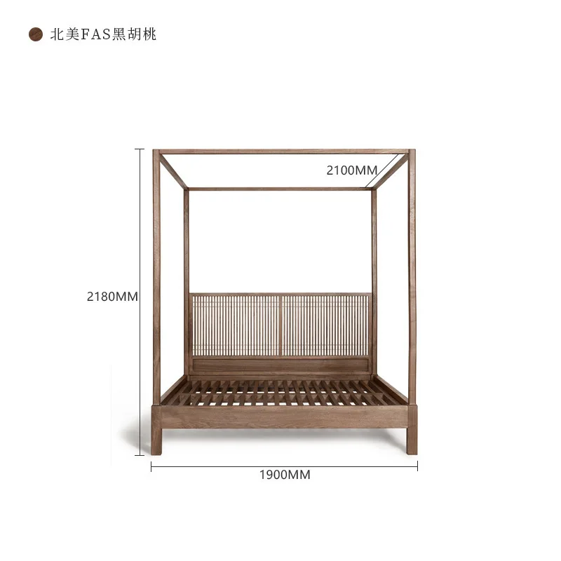 سرير مزدوج جديد من الخشب الصلب بالكامل على الطراز الصيني، وغرفة نوم رئيسية، وسرير رف بسيط وحديث