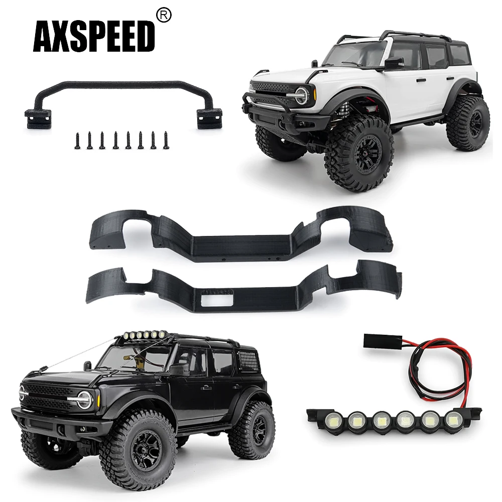 Axspeed Simulatie Dak Led Light Groep Voorbumper Binnenspatlappen Spatscherm Voor TRX-4M Bronco 1/18 Rc Crawler Auto Upgrade Onderdeel