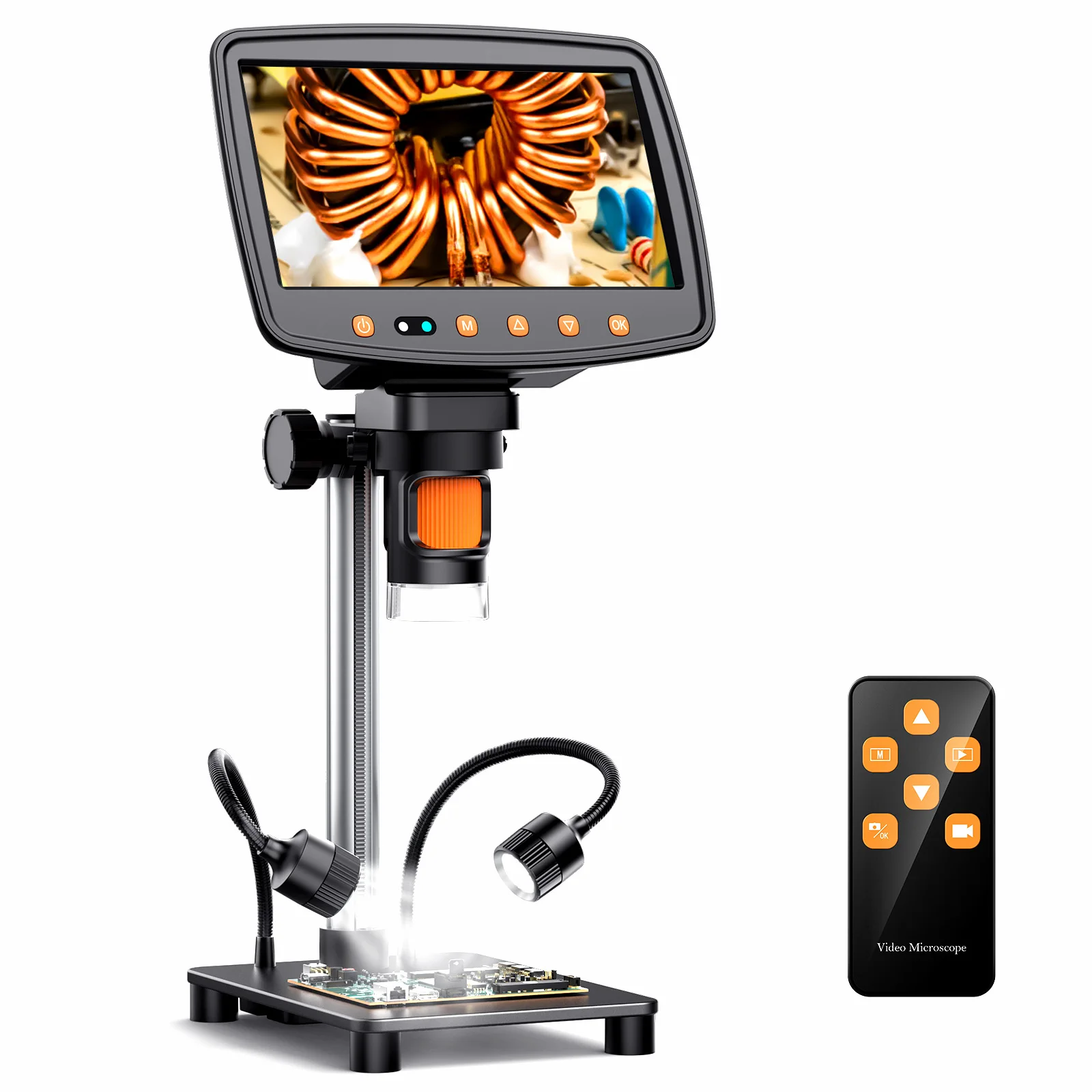 7inch Digital Microscope 1500X Magnification Coin Microscope Soldering Microscope with 10 Lights,PC/TV Compatible MS1 Microscope