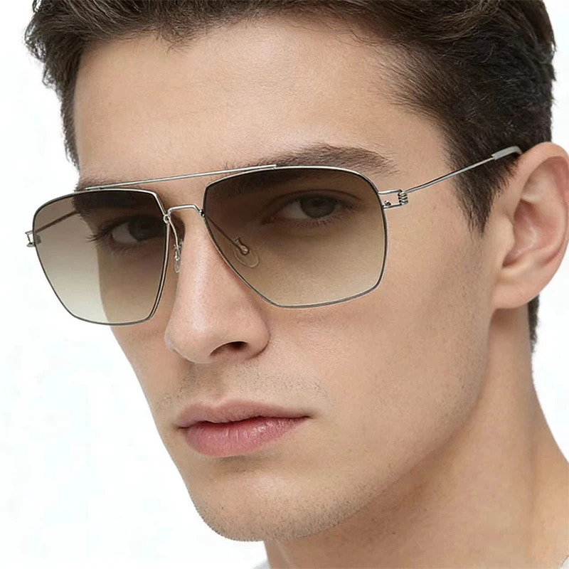 

Titanium wire ultra light sunglasses Progressive Gray Lens UV400 Protection Fashion Outdoor Driving Sun Glasses for Men 03025