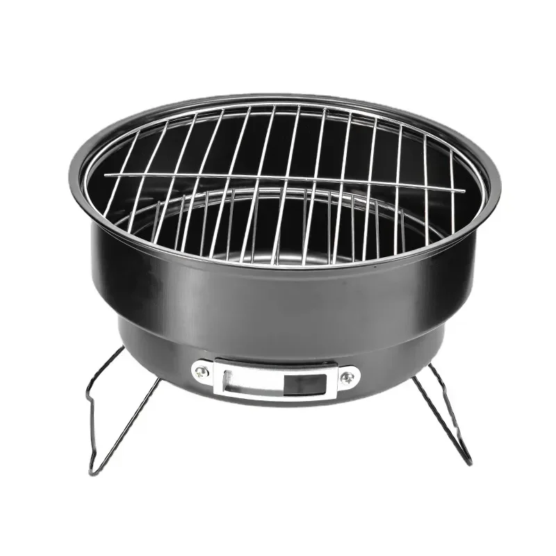 

BBQ Grill Portable Barbecue Grill Stainless Steel Round Ice Bun Oven Folding Charcoal Grill Suitable for Outdoor Garden Grill