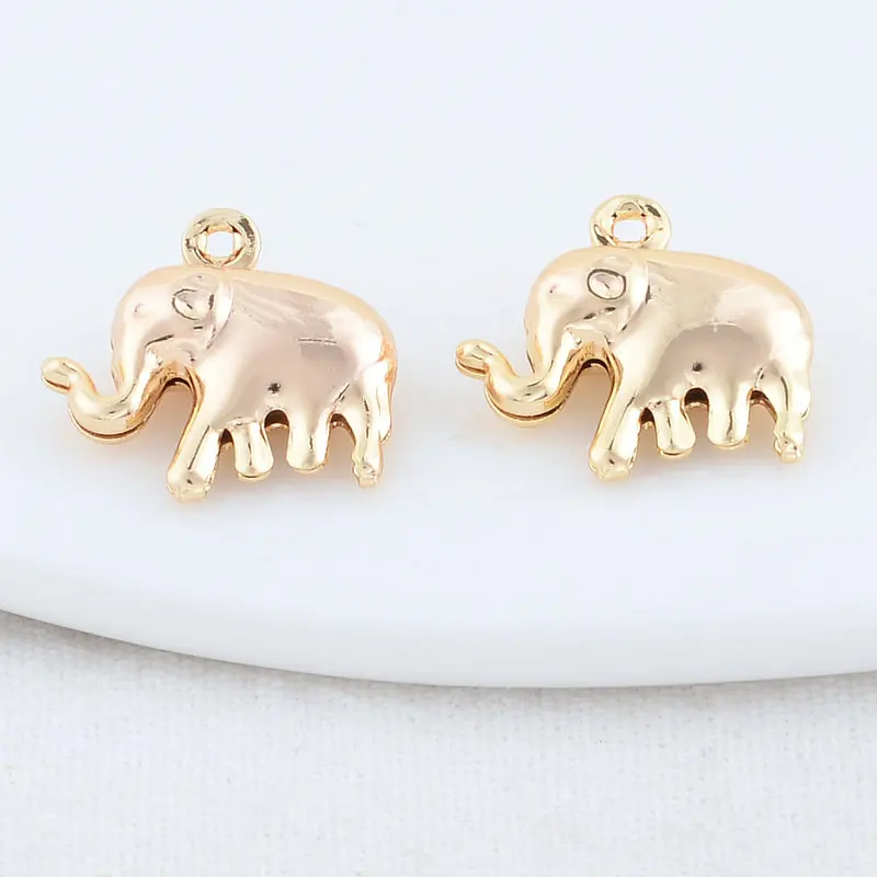 15MM 14K Gold Color Brass Elephant Charms Pendants Jewelry Making Supplies Diy Necklaces Bracelet Findings Accessories