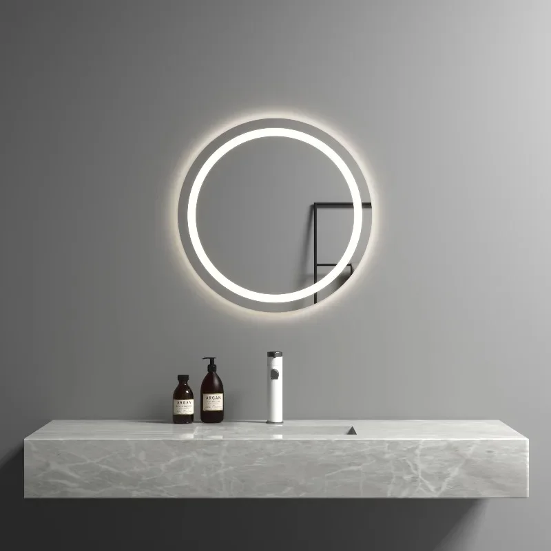 Luxury Smart Bath Mirror Modern LED Touch Screen Illuminated Washroom Graphic Design Available for Hotels