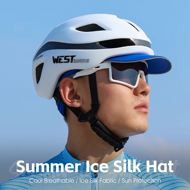 WEST BIKING Summer Cycling Caps Sun Visor UV Protection Smiling Face Pattern Reflective Helmet Inner Hats Cooling Sport Gear