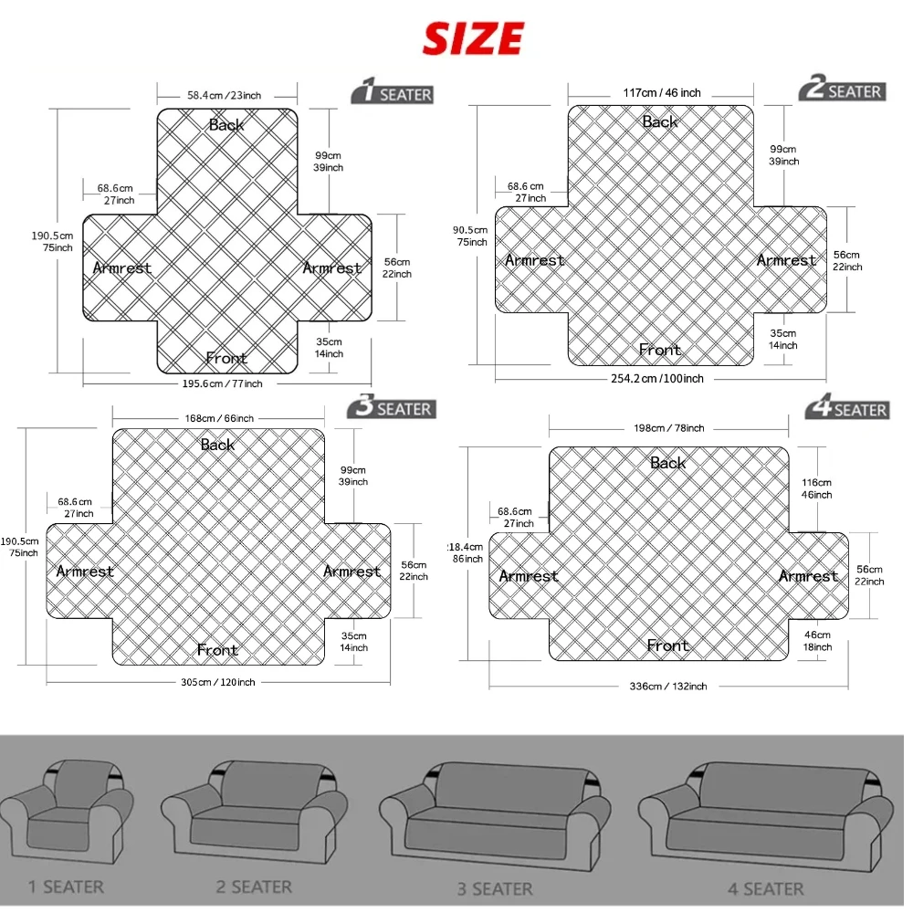 Waterproof Sofa Covers Reversible Quilted Couch Cover for 1/2/3/4 Seater Sofa Furniture Protector Washable Pets Kids Friendly view 6
