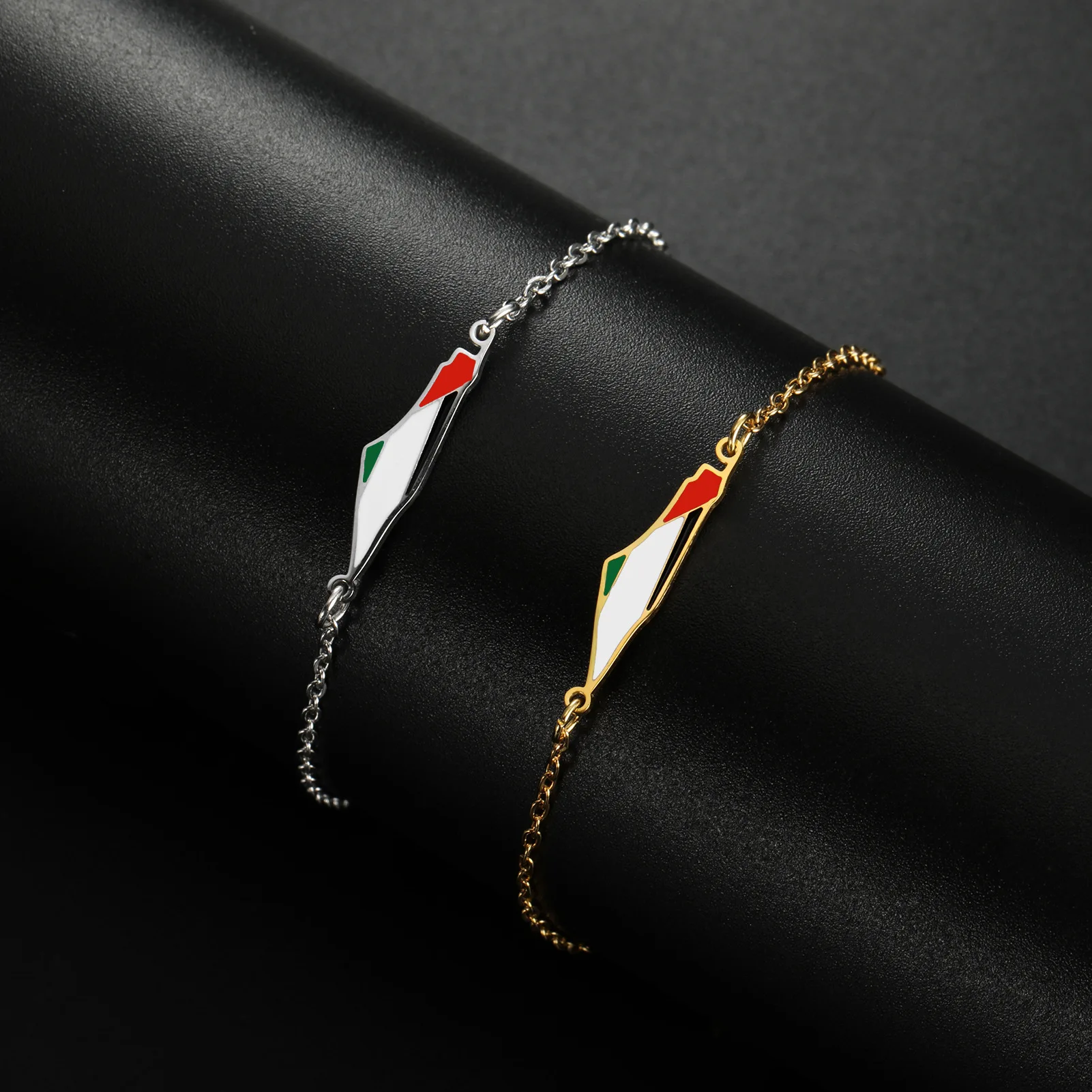 Drip Oil Map Shape Bracelet Colorful Enamel Stainless Steel Bracelets for Women High Quality Country Geography Jewelry Wholesale