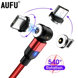 AUFU-Cable de carga magnético USB tipo C, giratorio de 540 grados, Micro USB, para Samsung teléfono Xiaomi