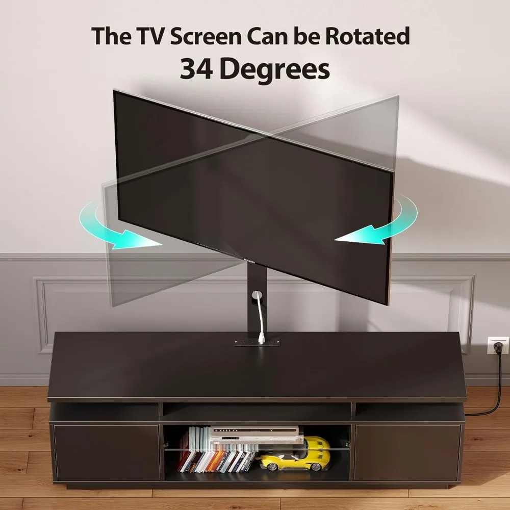 Rolanstar Tv Standaard Met Mount En Stopcontact 51.2 ", Swivel Tv Stand Mount Voor 32/45/55/60/65/70 Inch Tvs