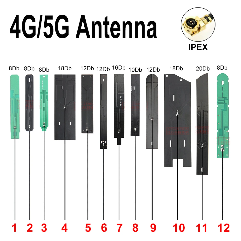 2pcs IPEX 5G PCB Antenna 4G 3G GSM Internal High gain Full band 600-6000Mhz IPX UFL 5G For 5G Router LTE EC25 EP06 ME909S-120