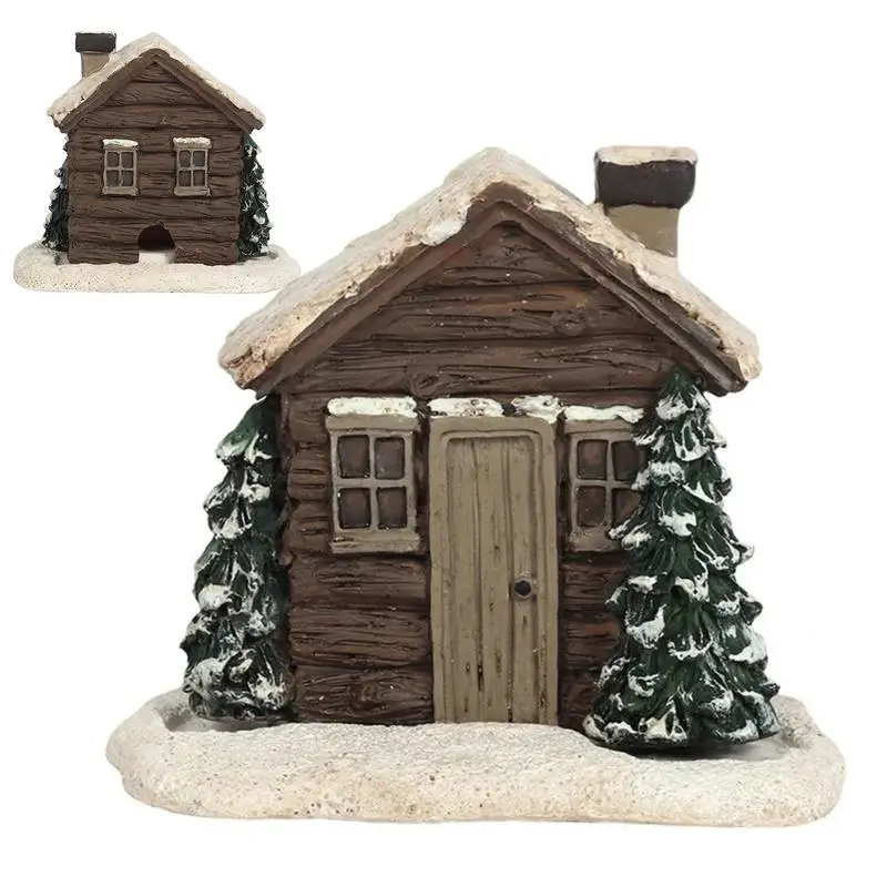 Quemador de incienso de cabina navideña de campo fumador, quemador de incienso de cabina de registro, quemador de cono de incienso nevado de invierno, Decoración de mesa de Navidad