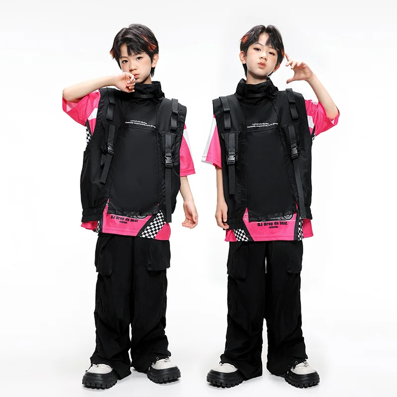 

Детская модная одежда для уличных танцев, модный брендовый функциональный жилет для мальчиков и девочек, детское выступление на сцене в стиле хип-хоп