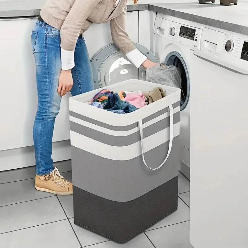 

75L Large Laundry Basket with Handle Foldable Dirty Clothes Hamper Durable Clothes Toys Storage Bag for Bathroom Laundryroom