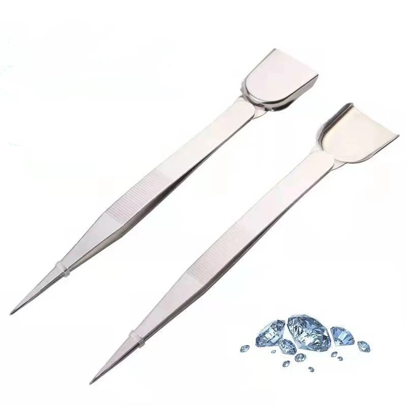 Slotted Gemstone Clip with Spade Stainless Steel Diamond Clip Tweezers Jewellery Bare Diamonds Stainless Steel Jewellery Tools