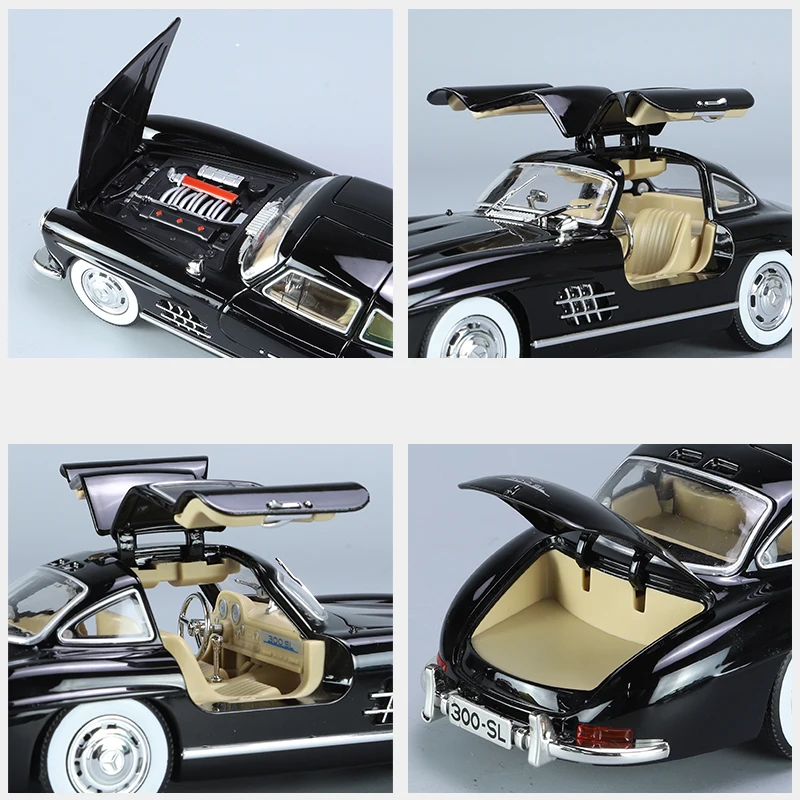 1:24 BE 300-SL NZ Vintage Car Toy Boy Street Version Classic Luxury Vehicle Supercar Fast Furious Hot Wheels Diecast Alloy Sound