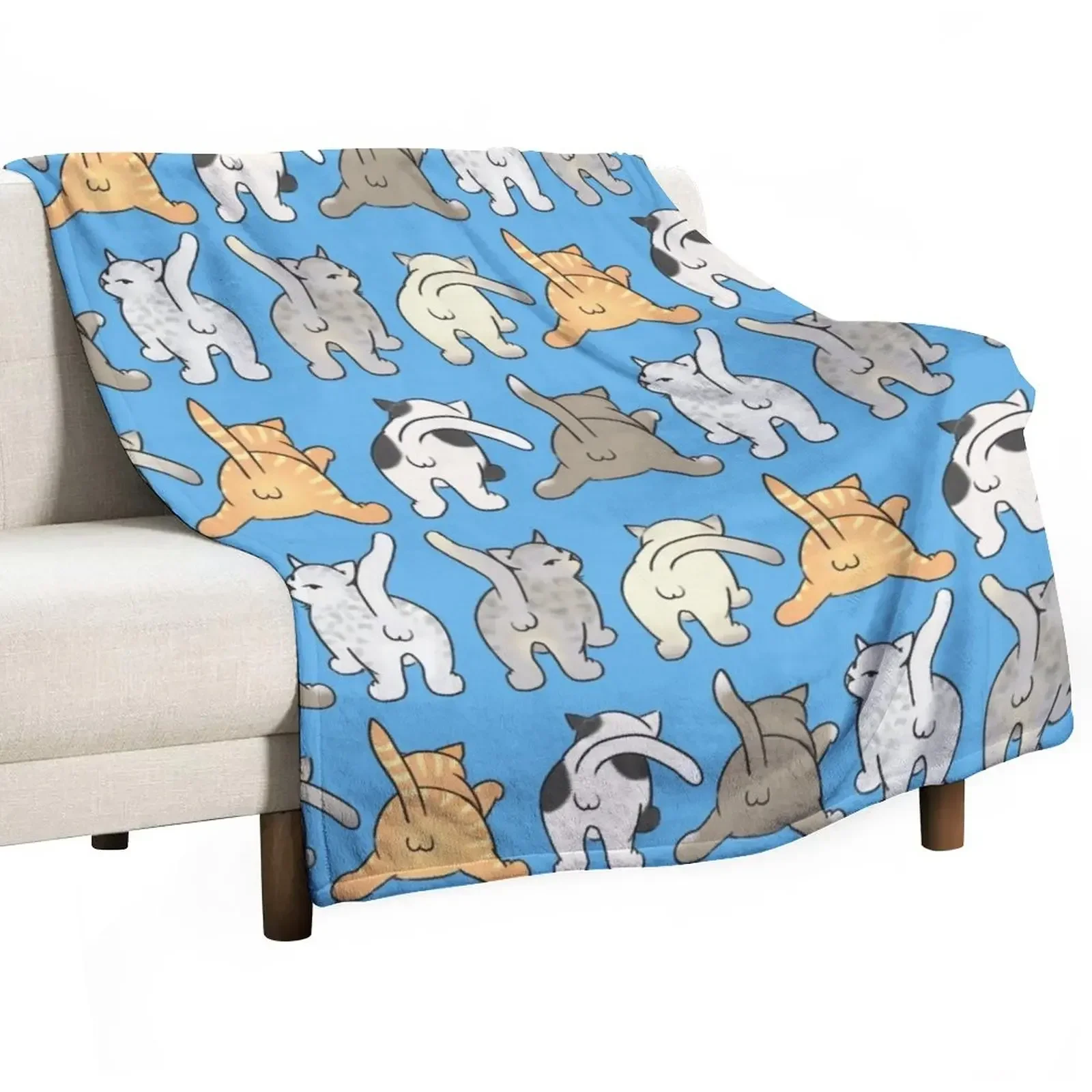 

Funny Cat Butts with Balls Colored Pattern IV Throw Blanket Soft Luxury Thicken Blankets